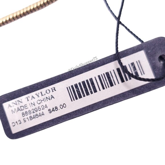 Ann Taylor Antique Gold Necklace with Baguette Cut Glass Rhinestone Beads - Picture 6 of 6